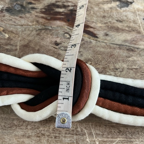 Vintage  Black and Brown Knotted‎ Elastic Belt 23” Long - Picture 5 of 6